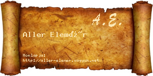 Aller Elemér névjegykártya